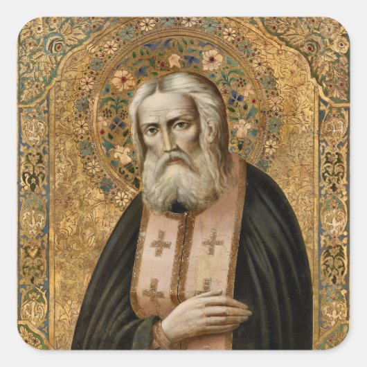 Sticker Carré Saint Seraphim de Sarov Orthodoxe Icon (Devant)