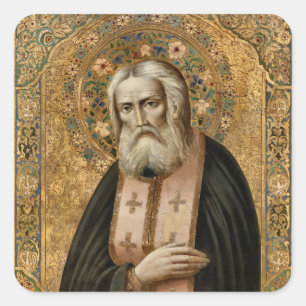 Sticker Carré Saint Seraphim de Sarov Orthodoxe Icon