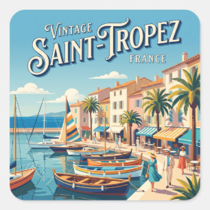Sticker Carré Saint-Tropez France vintage