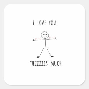 Sticker Carré Saint-Valentin à figure bâton minimale
