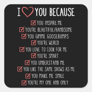 Sticker Carré Saint Valentin Amour Coeur Couples Drôle Idée cade