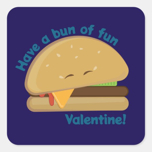Sticker Carré Saint-Valentin Black Happy Cheeseburger (Devant)
