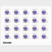Sticker Carré Saint Valentin Chat blanc avec coeur pourpre (Feuille)