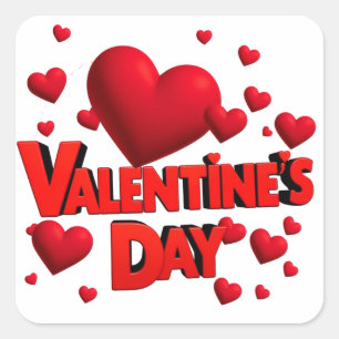 Sticker Carré Saint Valentin coeur amour