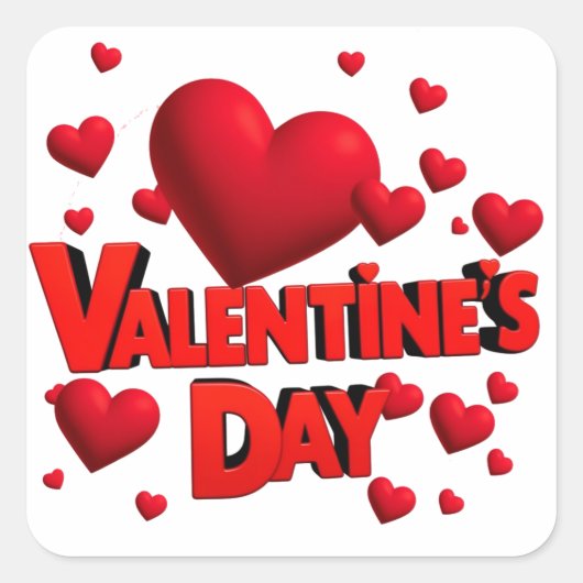Sticker Carré Saint Valentin coeur amour (Devant)