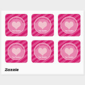 Sticker Carré Saint-Valentin Coeur Rose Dashes Motif (Feuille)