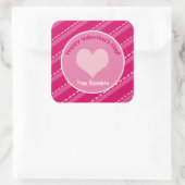 Sticker Carré Saint-Valentin Coeur Rose Dashes Motif (Sac)