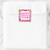 Sticker Carré Saint Valentin Coeurs bonbons Joyeux cadeau de la  (Sac)