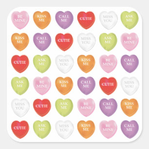Sticker Carré Saint-Valentin Coeurs de conversation doux mignon