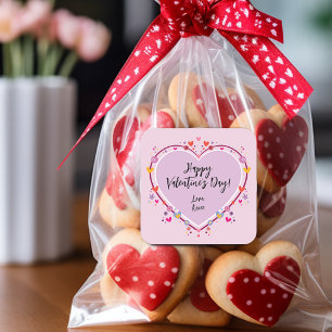 Sticker Carré Saint-Valentin Cœurs Enfants Mignons