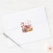 Sticker Carré Saint Valentin Coeurs, Roses et chocolats (Enveloppe)