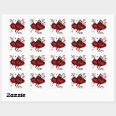 Sticker Carré Saint Valentin Coeurs rouges avec boucles (Feuille)