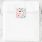 Sticker Carré Saint Valentin Favor Seals Coeurs et fleurs (Sac)