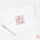 Sticker Carré Saint Valentin Favor Seals Coeurs et fleurs (Enveloppe)