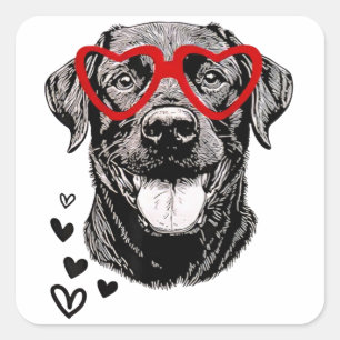 Sticker Carré Saint-Valentin Labrador Noir Pour Homme Amoureux d