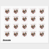 Sticker Carré Saint Valentin Rouge Coeur Famille Script (Feuille)