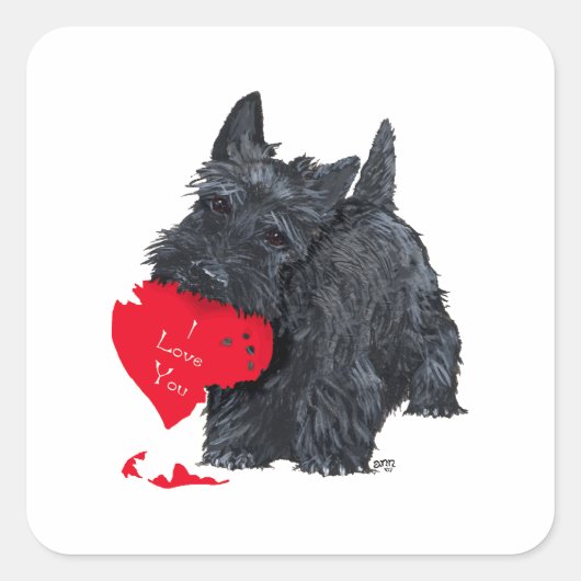 Sticker Carré Saint-Valentin Terrier Écossais (Devant)
