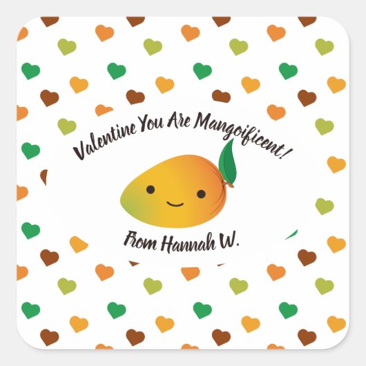 Sticker Carré Saint Valentin Vous Êtes Mango Magnifique (Devant)