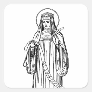 Sticker Carré Sainte Hildegarde de Bingen Mystique médiévale