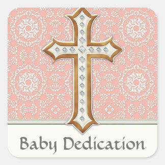 Sticker Carré Sainte Première Communion Gold Croix de dentelle