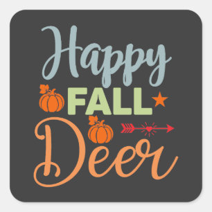 Sticker Carré Saison Automne Happy Fall Deer