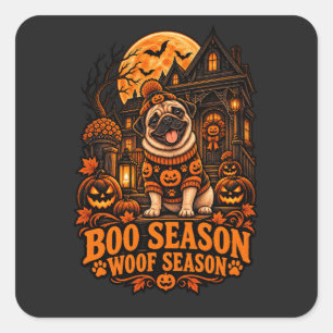 Sticker Carré Saison de boo Saison de Woof Sweat de chouette d'H
