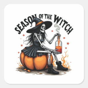 Sticker Carré Saison De La Sorcière Éffrayante Hallowee Wtich