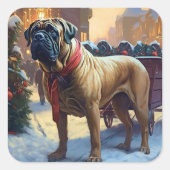 Sticker Carré Saison de Noël de Bullmastiff (Devant)