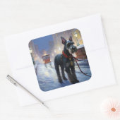 Sticker Carré Saison de Noël des Schnauzer miniatures (Enveloppe)