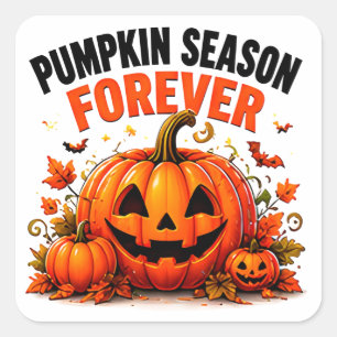 Sticker Carré Saison des citrouilles pour toujours Joyeux automn
