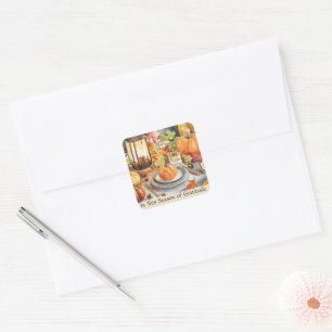 Sticker Carré Saison douillette de Gratitude Chaleureuse Lantern