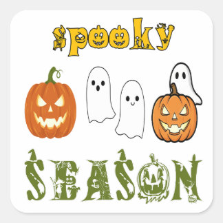 Sticker Carré saison effrayante  Joyeux Halloween 