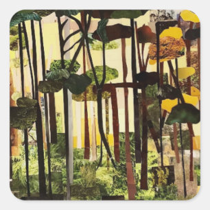 Sticker Carré Saisons II. Découpe De Papier Par Therese Kramer