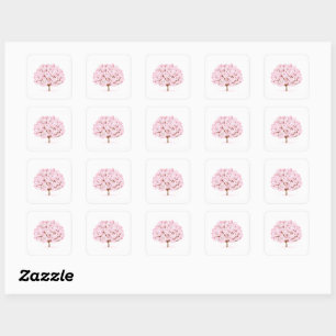 Sticker Carré Sakura Tree en pleine floraison - Elégant design d
