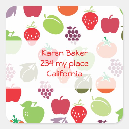 Sticker Carré Salade de fruits (Devant)