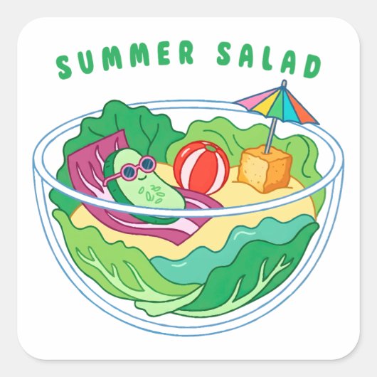 Sticker Carré Salade d'été (Devant)