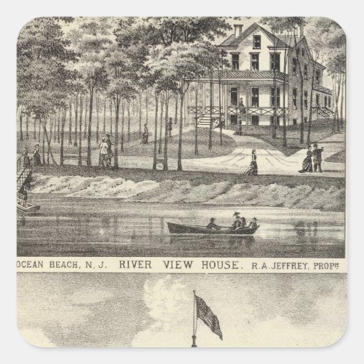 Sticker Carré Salle éducative, Asbury Park et River View House (Devant)