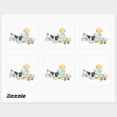 Sticker Carré Sally et Spot Illustration des années 1950 (Feuille)