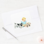 Sticker Carré Sally et Spot Illustration des années 1950 (Enveloppe)