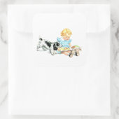 Sticker Carré Sally et Spot Illustration des années 1950 (Sac)