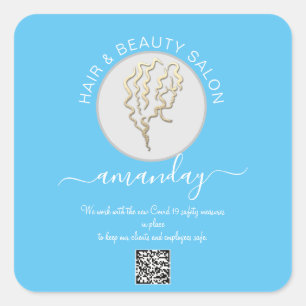 Sticker Carré Salon de beauté Coin cheveux réouverture Logo Coif