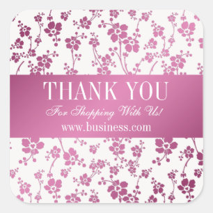 Sticker Carré Salon de Merci d'affaires sur rose floral
