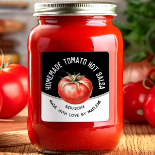 Sticker Carré Salsa chaude tomate avec tomate rouge