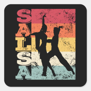 Sticker Carré Salsa Dancing Couple Dance Latino-Américaine Vinta