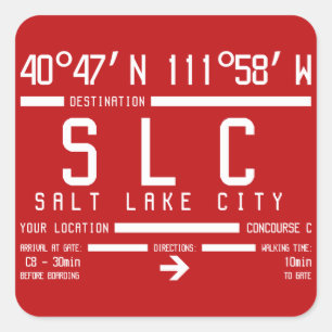 Sticker Carré Salt Lake City SLC Code de l'aéroport IATA