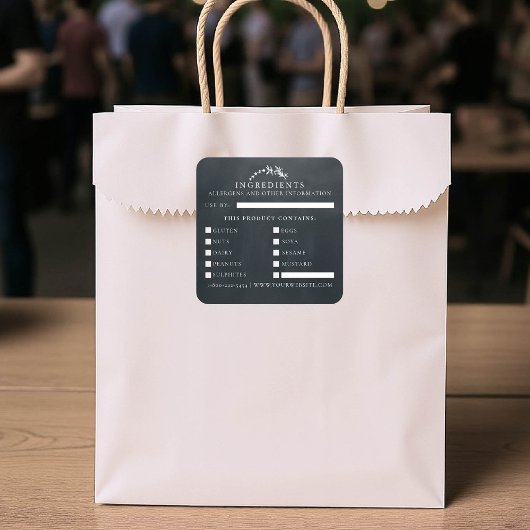 Sticker Carré Salubrité des aliments Allerges produit artisanal 