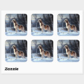 Sticker Carré Saluki Laisser neiger Noël (Feuille)