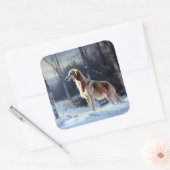 Sticker Carré Saluki Laisser neiger Noël (Enveloppe)