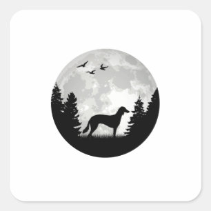 Sticker Carré Saluki moon Persian Greyhound