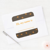 Sticker Carré "Salut, mon nom est les étoiles oranges de _" - (Enveloppe)